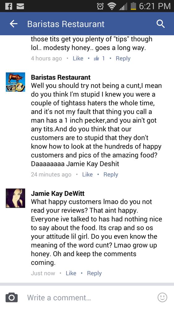 Barista's Facebook Comments 1